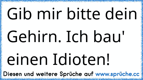 Gib mir bitte dein Gehirn. Ich bau' einen Idioten!