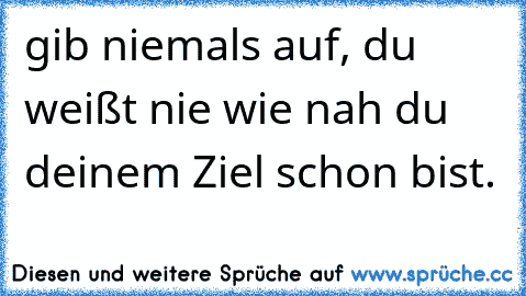 gib niemals auf, du weißt nie wie nah du deinem Ziel schon bist. ♥