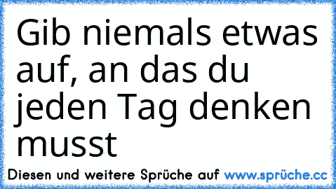 Gib niemals etwas auf, an das du jeden Tag denken musst ♥