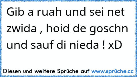 Gib a ruah und sei net zwida , hoid de goschn und sauf di nieda ! xD