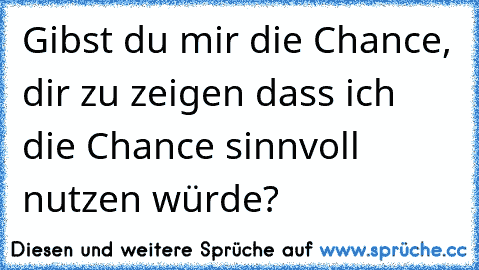 Gibst du mir die Chance, dir zu zeigen dass ich die Chance sinnvoll nutzen würde?