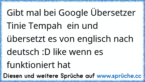 Gibt mal bei Google Übersetzer Tinie Tempah  ein und übersetzt es von englisch nach deutsch :D like wenn es funktioniert hat