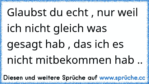 Glaubst du echt , nur weil ich nicht gleich was gesagt hab , das ich es nicht mitbekommen hab ..