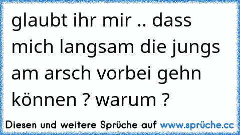 glaubt ihr mir .. dass mich langsam die jungs am arsch vorbei geh´n können ? warum ?