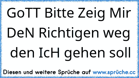 GoTT Bitte Zeig Mir DeN Richtigen weg  den IcH gehen soll