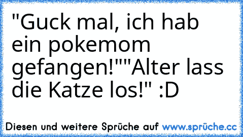 "Guck mal, ich hab ein pokemom gefangen!"
"Alter lass die Katze los!" :D