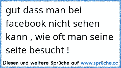 gut dass man bei facebook nicht sehen kann , wie oft man seine seite besucht ! 