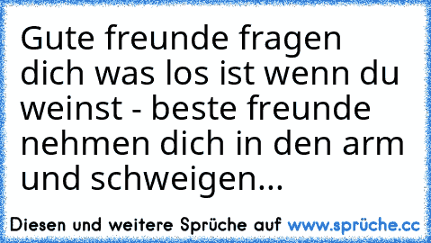 Gute freunde fragen dich was los ist wenn du weinst - beste freunde nehmen dich in den arm und schweigen... ♥