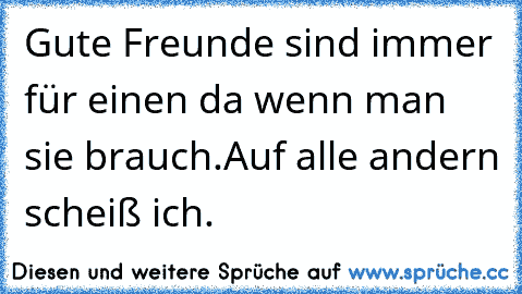 Gute Freunde sind immer für einen da wenn man sie brauch.Auf alle andern scheiß ich.