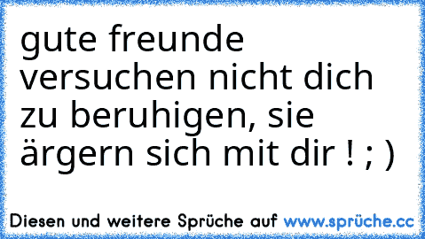 gute freunde versuchen nicht dich zu beruhigen, sie ärgern sich mit dir ! ; )