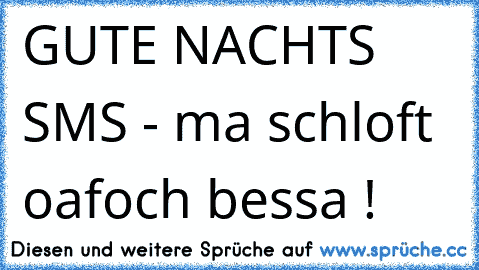 GUTE NACHTS SMS - ma schloft oafoch bessa ! ♥