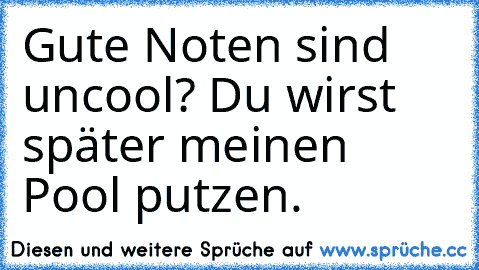 Gute Noten sind uncool? Du wirst später meinen Pool putzen.