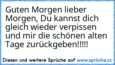 Guten Morgen lieber Morgen, Du kannst dich gleich wieder verpissen und mir die schönen alten Tage zurückgeben!!!!! ♥