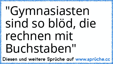 "Gymnasiasten sind so blöd, die rechnen mit Buchstaben"