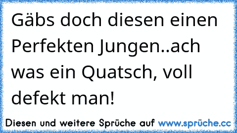 Gäbs doch diesen einen Perfekten Jungen..
ach was ein Quatsch, voll defekt man!