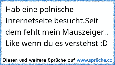 Hab eine polnische Internetseite besucht.
Seit dem fehlt mein Mauszeiger.. 
Like wenn du es verstehst :D