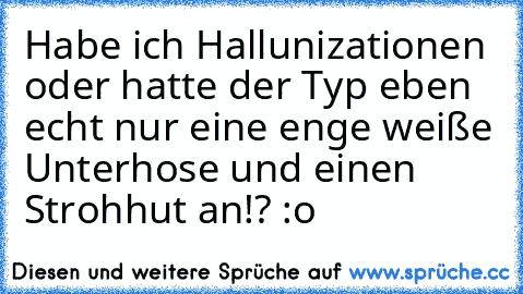 Habe ich Hallunizationen oder hatte der Typ eben echt nur eine enge weiße Unterhose und einen Strohhut an!? :o