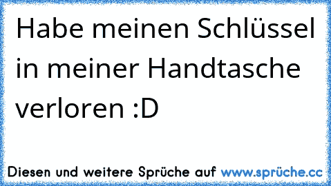 Habe meinen Schlüssel in meiner Handtasche verloren :D