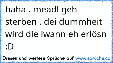 haha . meadl geh sterben . dei dummheit wird die iwann eh erlösn :D