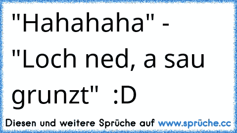 "Hahahaha" - "Loch ned, a sau grunzt"  :D