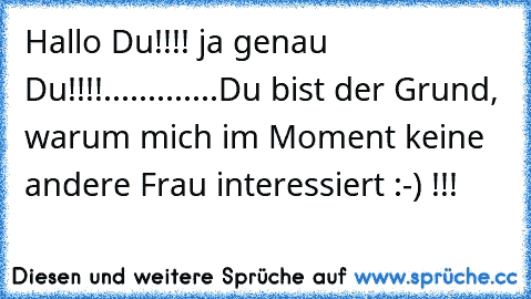 Hallo Du!!!! ja genau Du!!!!.............Du bist der Grund, warum mich im Moment keine andere Frau interessiert :-) !!!