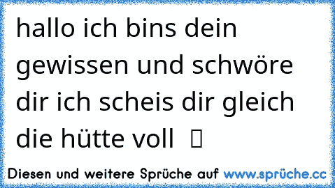 hallo ich bins dein gewissen und schwöre dir ich scheis dir gleich die hütte voll  ツ ♥