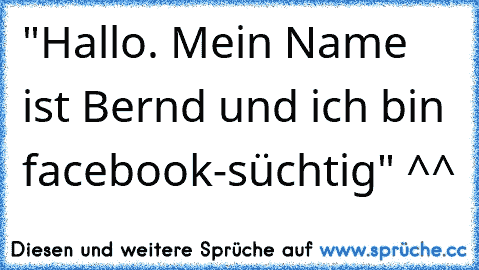 "Hallo. Mein Name ist Bernd und ich bin facebook-süchtig" ^^