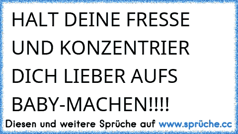 HALT DEINE FRESSE UND KONZENTRIER DICH LIEBER AUFS BABY-MACHEN!!!!