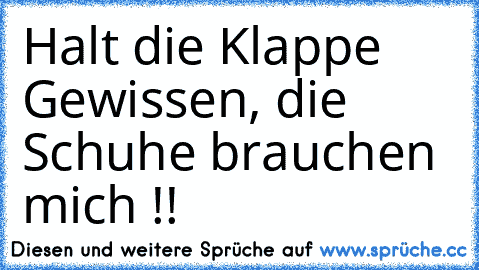 Halt die Klappe Gewissen, die Schuhe brauchen mich !!