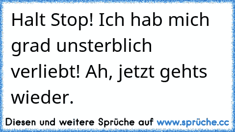 Halt Stop! Ich hab mich grad unsterblich verliebt! Ah, jetzt gehts wieder.