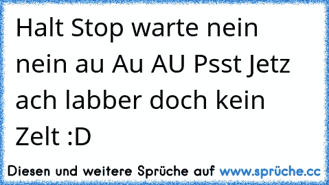 Halt Stop warte nein nein au Au AU Psst Jetz ach labber doch kein Zelt :D