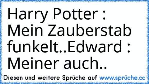 Harry Potter : Mein Zauberstab funkelt..
Edward : Meiner auch..