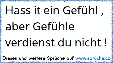 Hass it ein Gefühl , aber Gefühle verdienst du nicht !