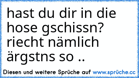 hast du dir in die hose gschissn? riecht nämlich ärgstns so ..