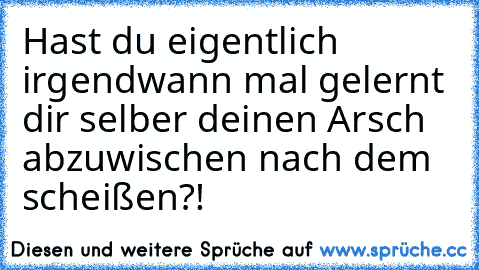 Hast du eigentlich irgendwann mal gelernt dir selber deinen Arsch abzuwischen nach dem scheißen?! ♫