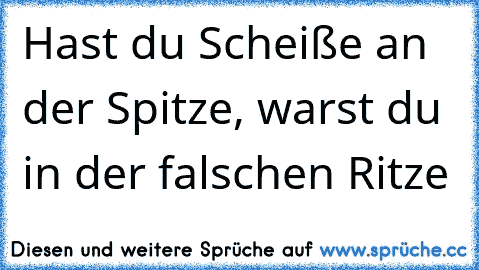 Hast du Scheiße an der Spitze, warst du in der falschen Ritze