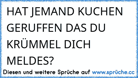 HAT JEMAND KUCHEN GERUFFEN DAS DU KRÜMMEL DICH MELDES?