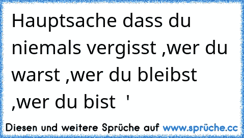 Hauptsache dass du niemals vergisst ,wer du warst ,wer du bleibst ,wer du bist  ♥'