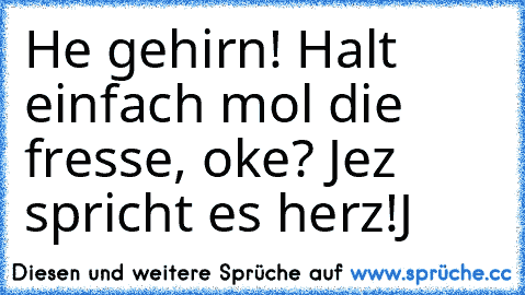 He gehirn! Halt einfach mol die fresse, oke? Jez spricht es herz!
J