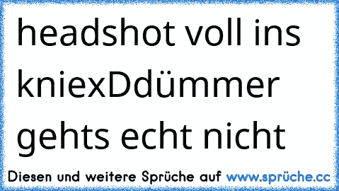 headshot voll ins knie
xD
dümmer gehts echt nicht