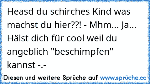 Heasd du schirches Kind was machst du hier??! - Mhm... Ja... Hälst dich für cool weil du angeblich "beschimpfen" kannst -.-