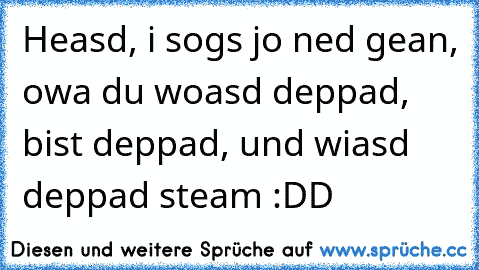 Heasd, i sogs jo ned gean, owa du woasd deppad, bist deppad, und wiasd deppad steam :DD