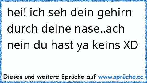 hei! ich seh dein gehirn durch deine nase..ach nein du hast ya keins XD