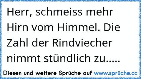 Herr, schmeiss mehr Hirn vom Himmel. Die Zahl der Rindviecher nimmt stündlich zu.....