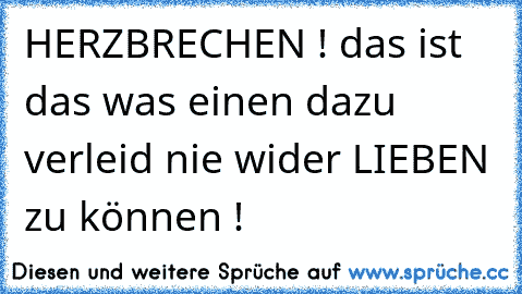 HERZBRECHEN ! das ist das was einen dazu verleid nie wider LIEBEN zu können !