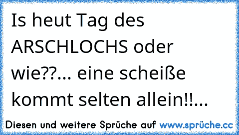 Is heut Tag des ARSCHLOCHS oder wie??... eine scheiße kommt selten allein!!...