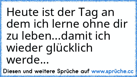 Heute ist der Tag an dem ich lerne ohne dir zu leben...damit ich wieder glücklich werde...