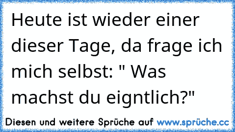 Heute ist wieder einer dieser Tage, da frage ich mich selbst: " Was machst du eigntlich?"