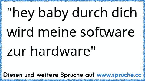 "hey baby durch dich wird meine software zur hardware"