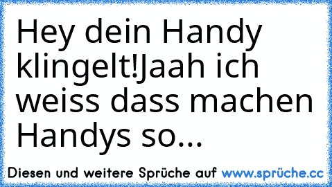 Hey dein Handy klingelt!
Jaah ich weiss dass machen Handys so...